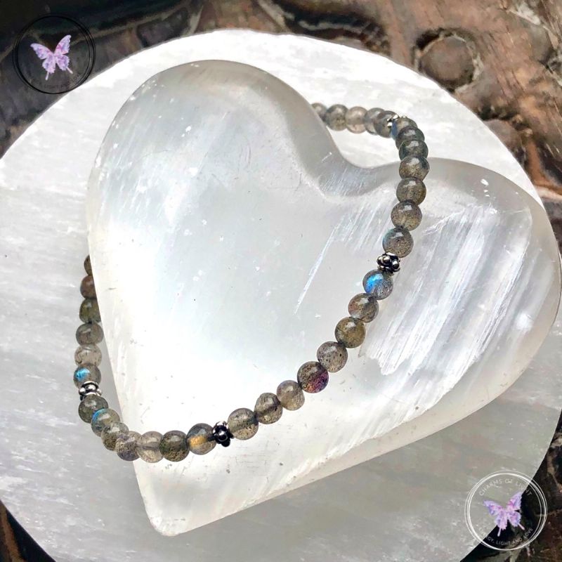 Labradorite Bead Bracelet with Hook Clasp